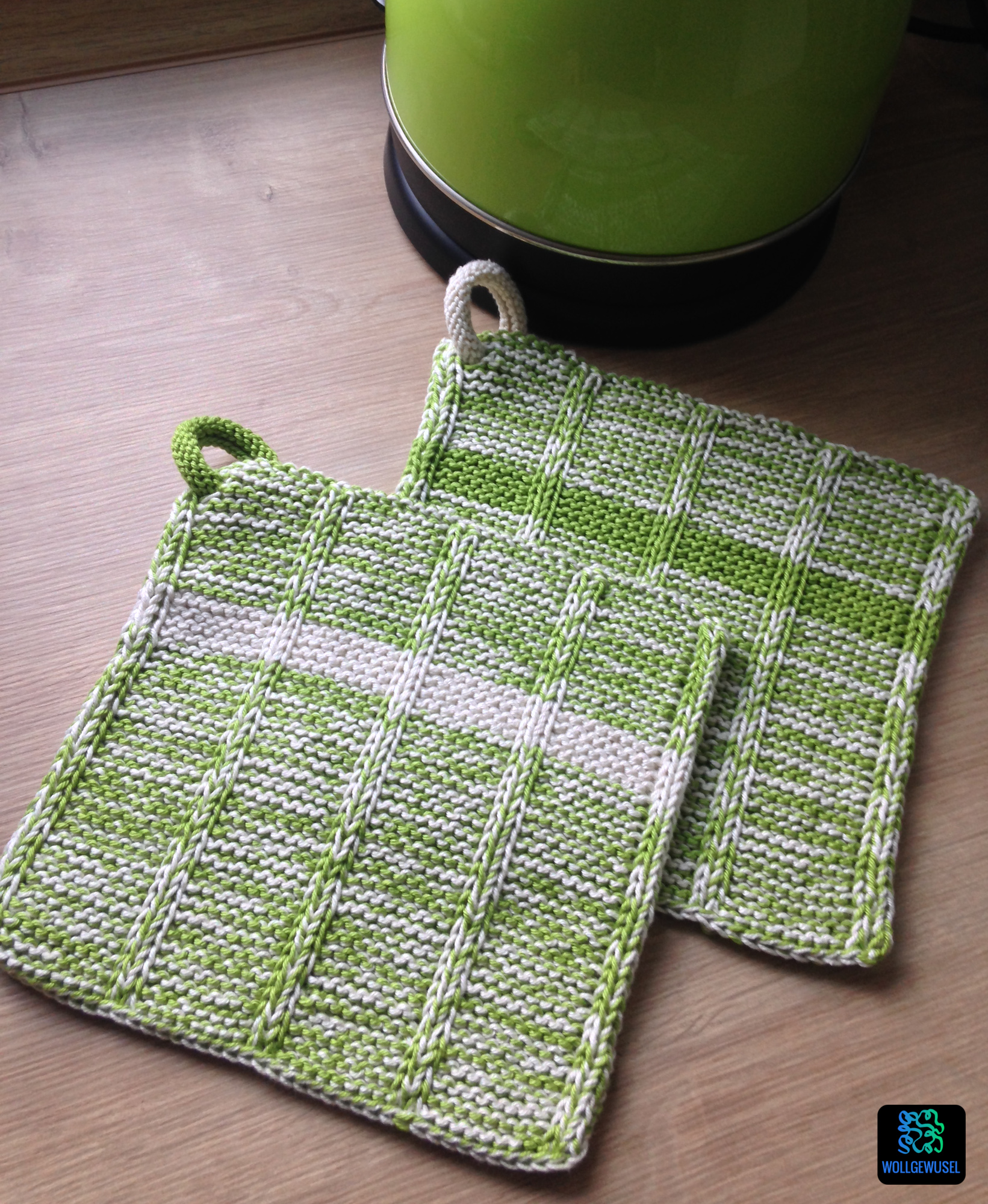 Gehäkelte Topflappen Aus Baumwolle – Grün Meliert, 20 X 20 Cm, Waschbar Bei 60°C